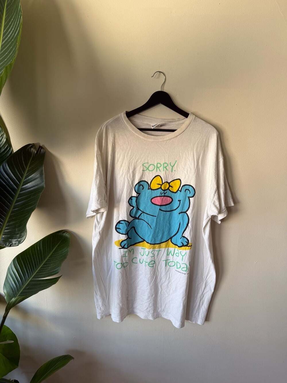 Vintage Sorry Im Just Way Too Cute Today Blue Bear Graphic T-Shirt